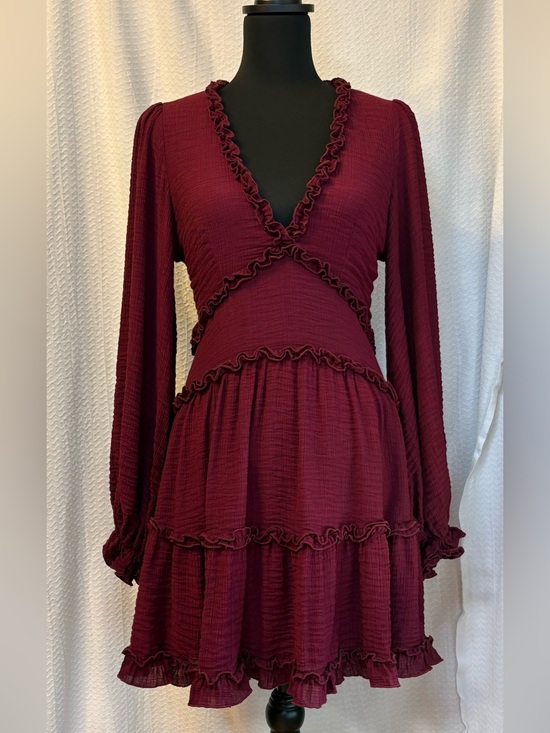Altar'd State Dresses & Skirts - Altar’d State burgundy textured mini dress. Whimsigoth and fairy vibes.!
Size M